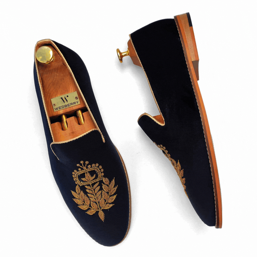 Black Velvet with Antique Gold Zardozi Handwork for Men