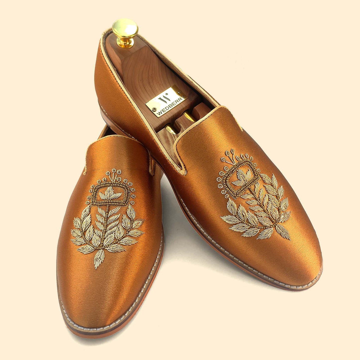 Copper Gold Satin Silk with Golden Zardozi Handwork for Men