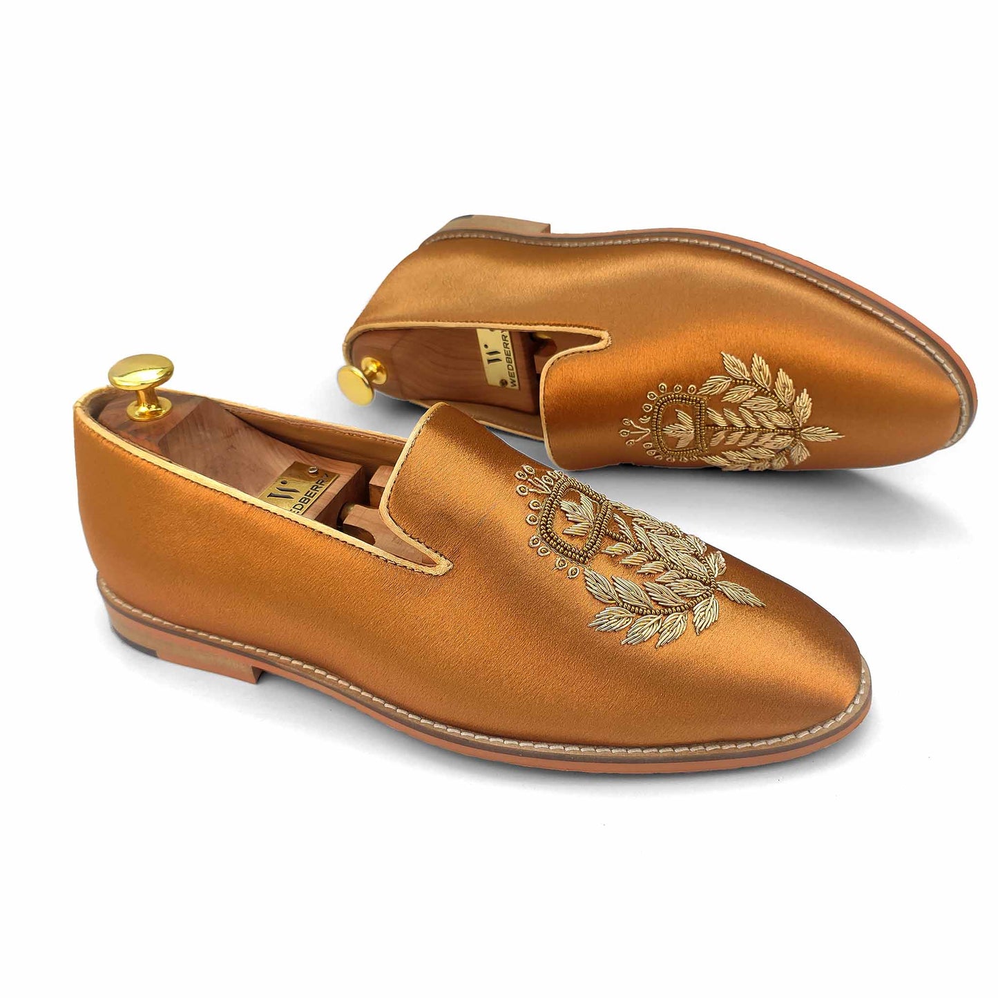 Copper Gold Satin Silk with Golden Zardozi Handwork for Men