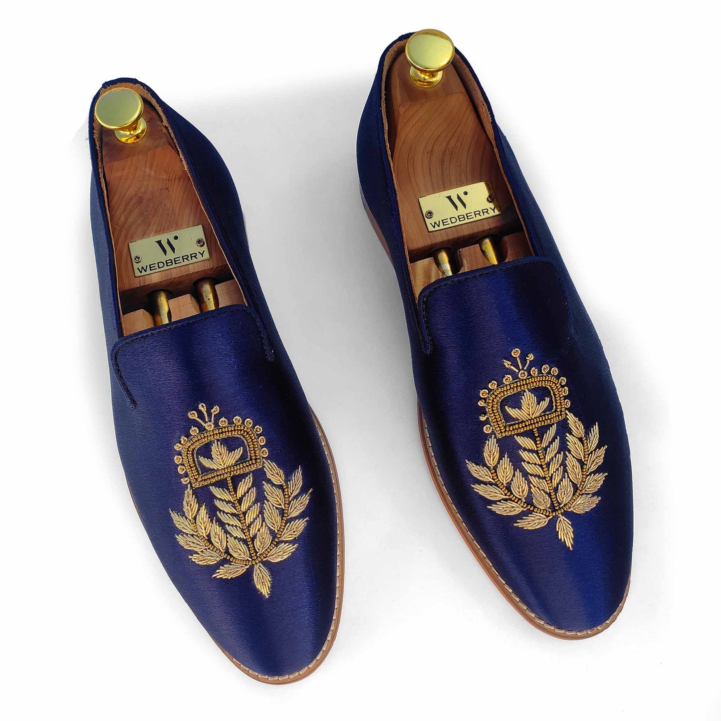 Navy Blue Zardozi Handwork Wedding Ethnic Shoes Party for Men