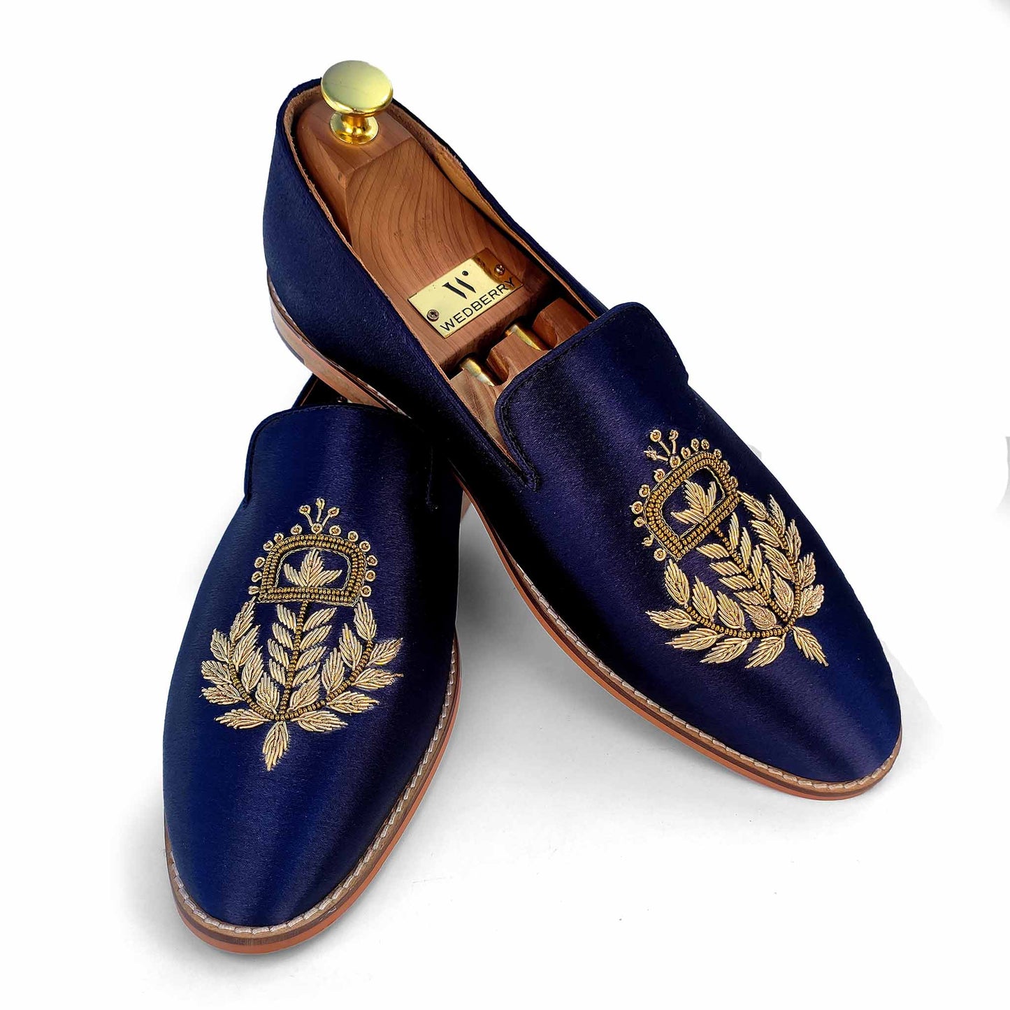 Navy Blue Zardozi Handwork Wedding Ethnic Shoes Party for Men