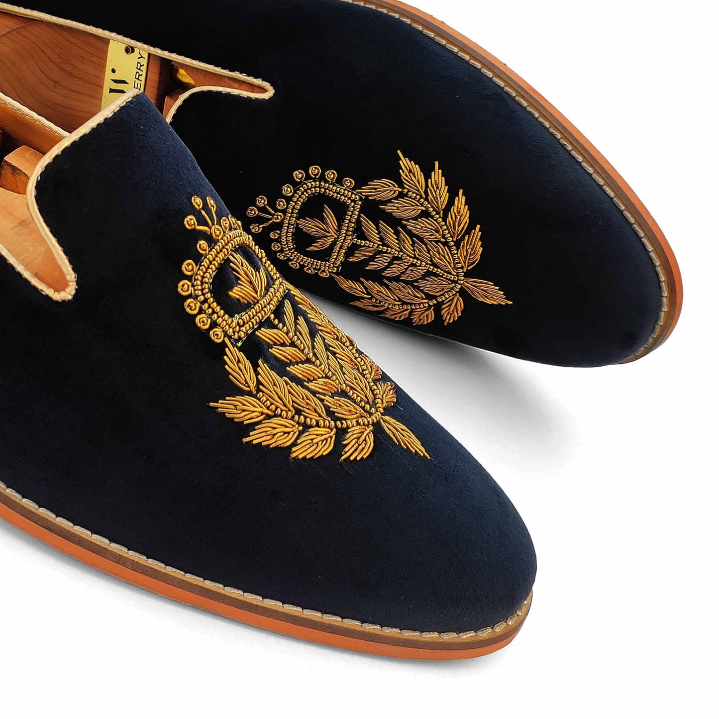 Black Velvet with Antique Gold Zardozi Handwork for Men