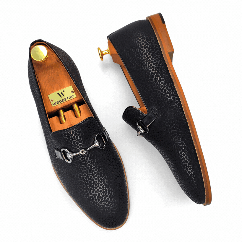 Black Spidy Buckle Slipon for Men