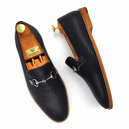 Black Spidy Buckle Slipon for Men