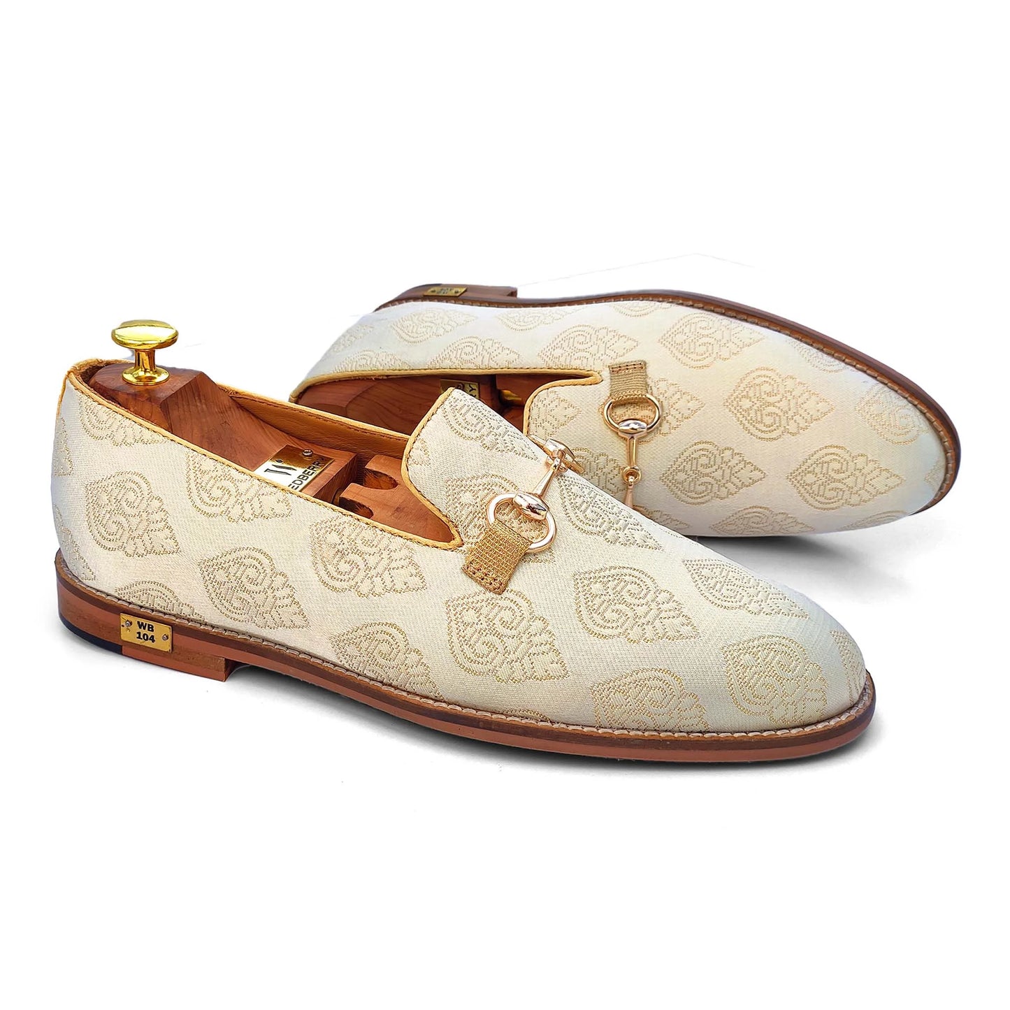 Light Pastel Green Buckle Wedding Shoes Ethnic Loafers for Men