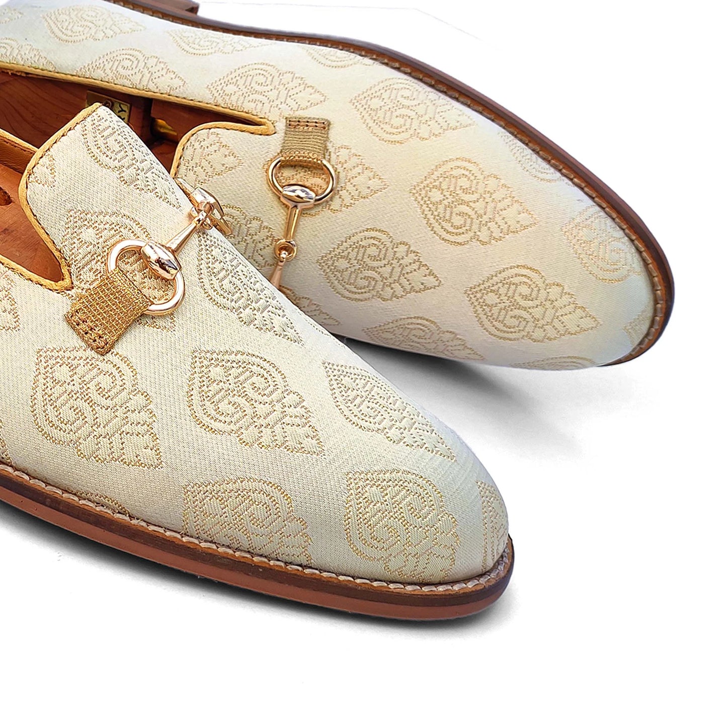 Light Pastel Green Buckle Wedding Shoes Ethnic Loafers for Men