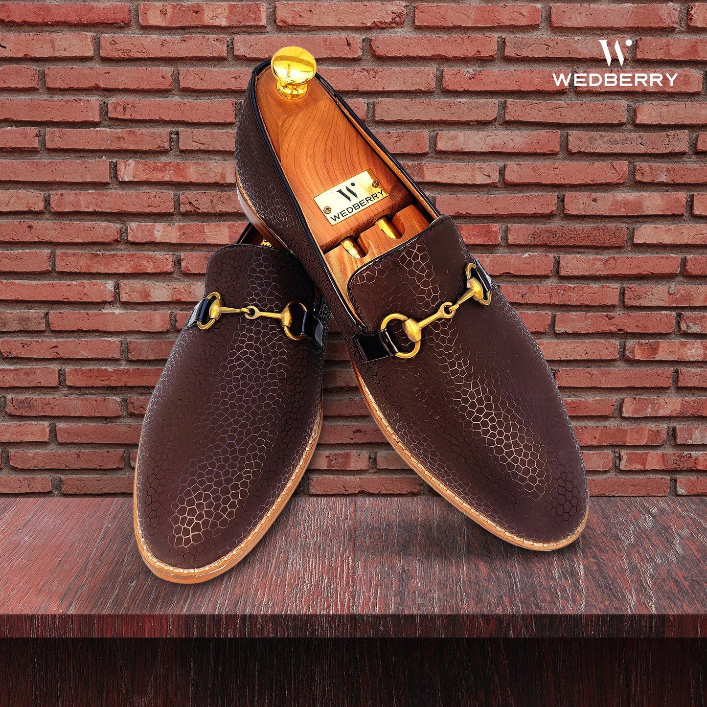 Brown Spidy Antique Buckle Slipon for Men