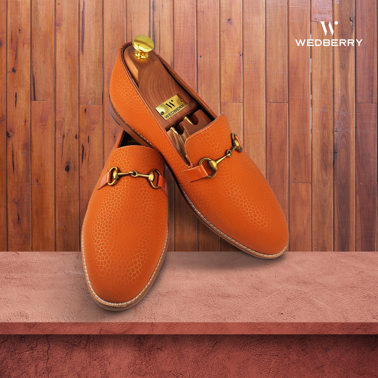 Tan Spidy Antique Buckle Wedding Ethnic Party Shoes Loafer for Men