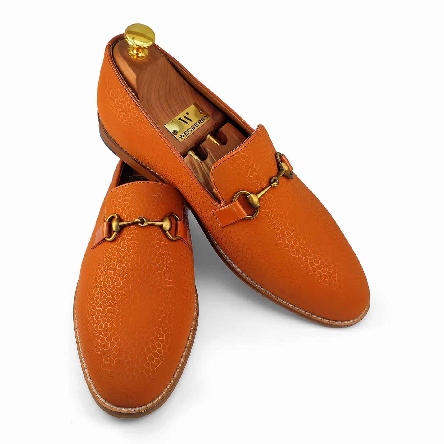 Tan Spidy Antique Buckle Wedding Ethnic Party Shoes Loafer for Men