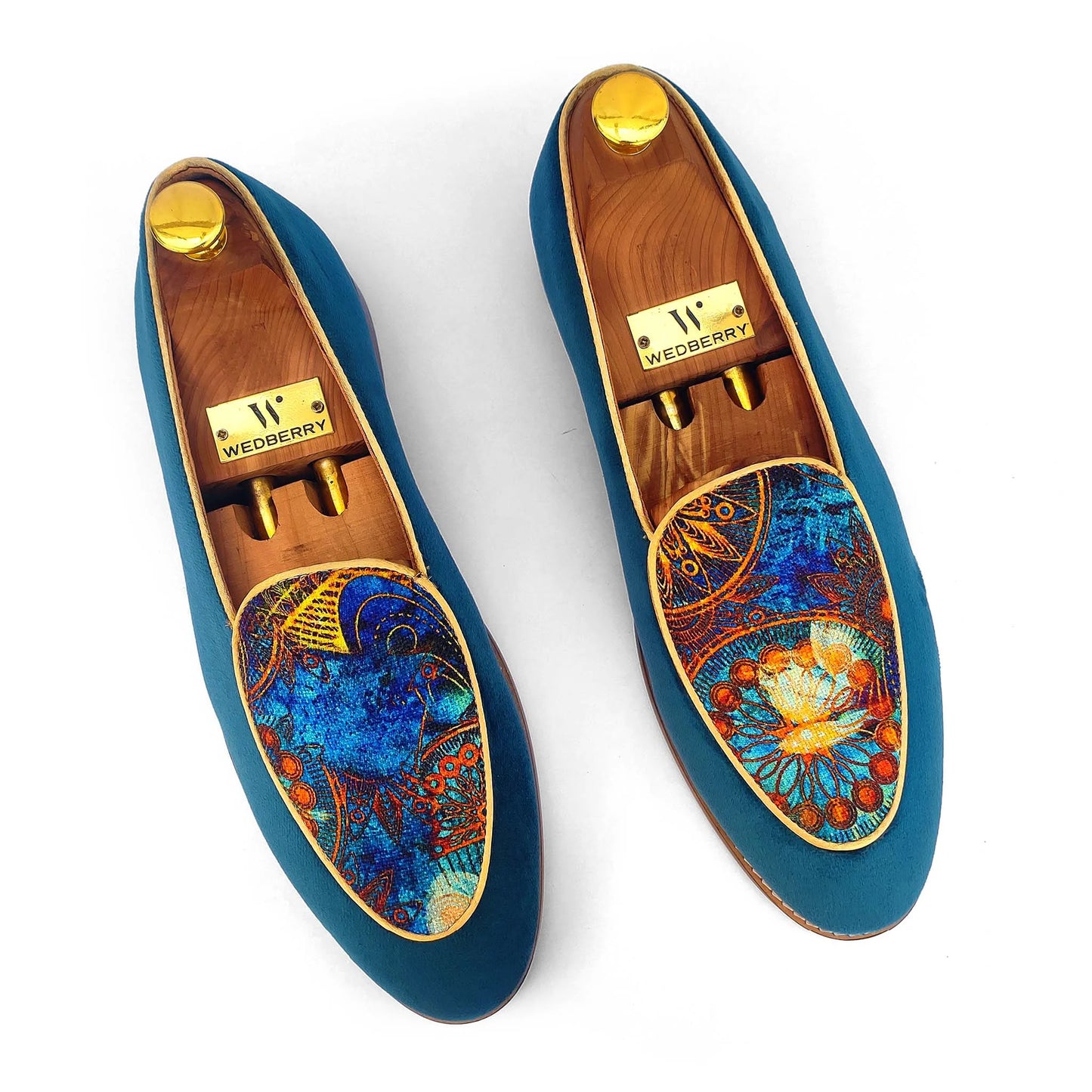 Turquoise Blue Digital Print Jave Apron Loafer for Men