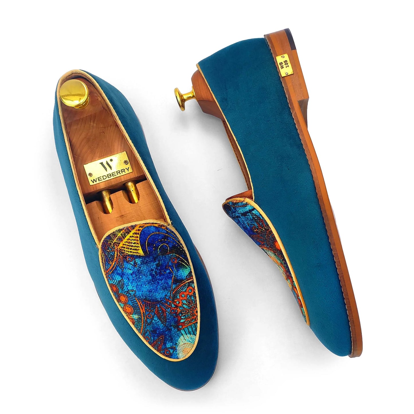 Turquoise Blue Digital Print Jave Apron Loafer for Men