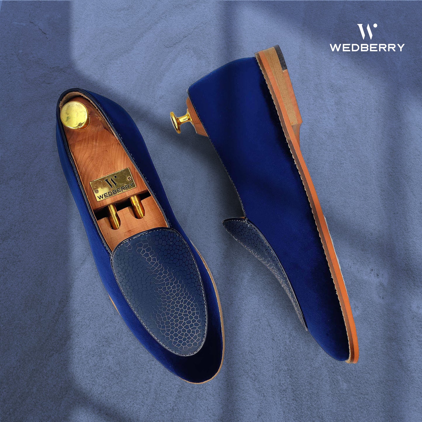 Navy Blue Jave Apron Wedding Ethnic Shoes Party Loafers for Men