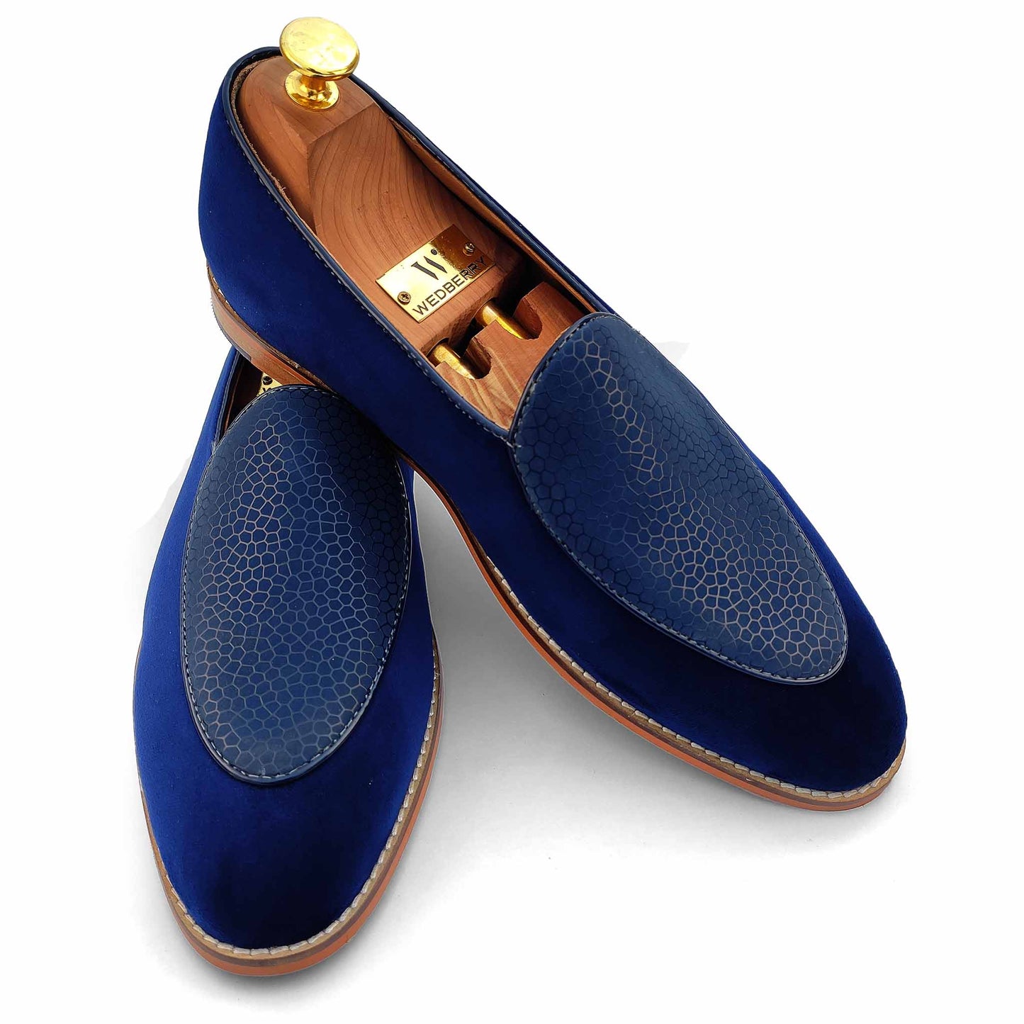 Navy Blue Jave Apron Wedding Ethnic Shoes Party Loafers for Men