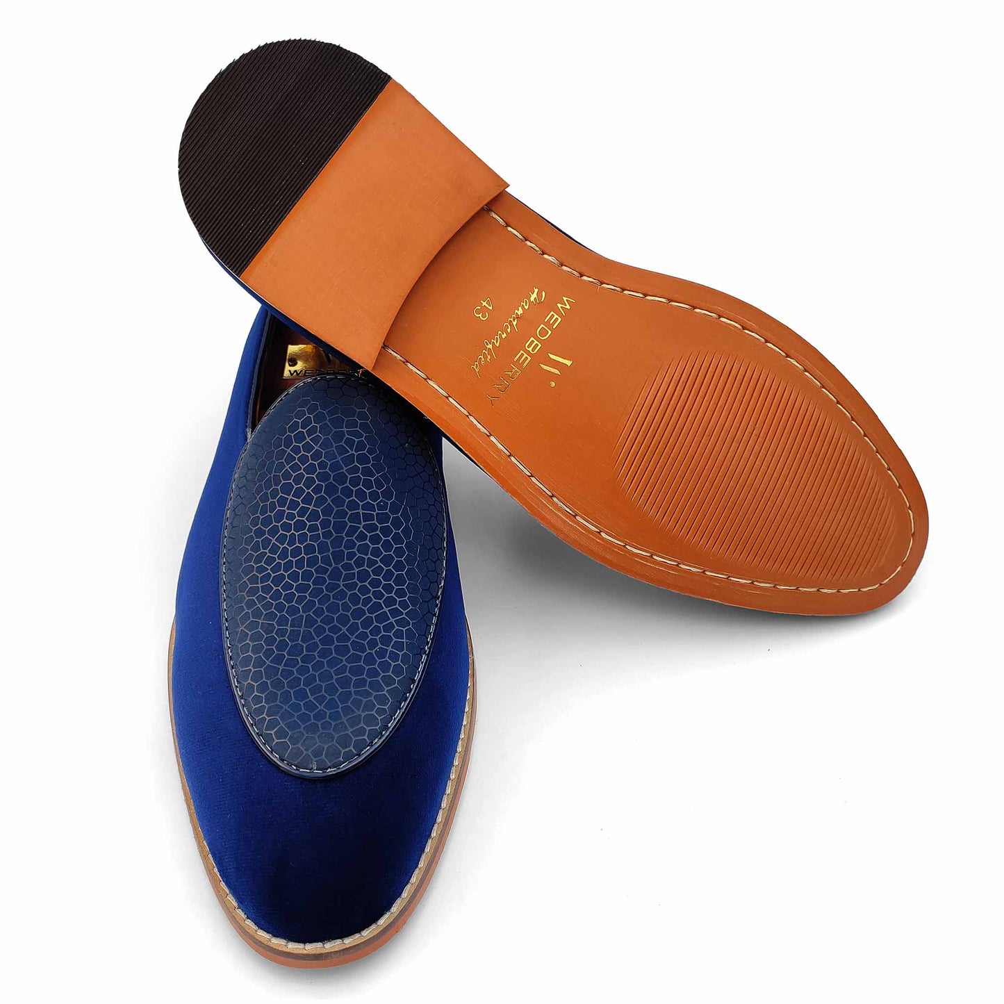 Navy Blue Jave Apron Wedding Ethnic Shoes Party Loafers for Men