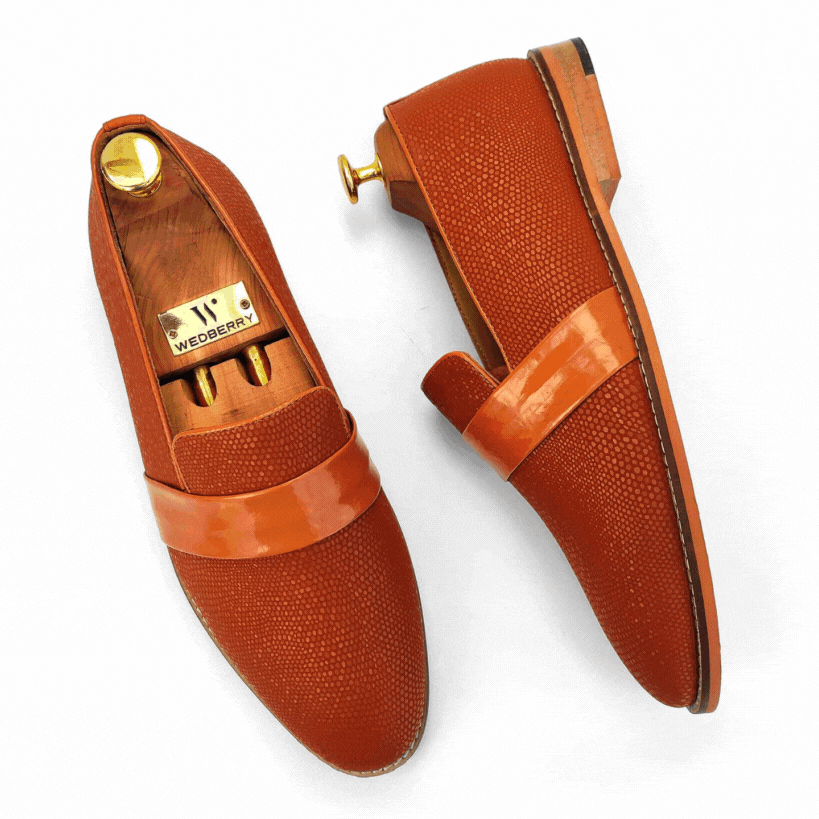 Tan Snake Hugo Strap Wedding Ethnic Party Shoes Loafer for Men