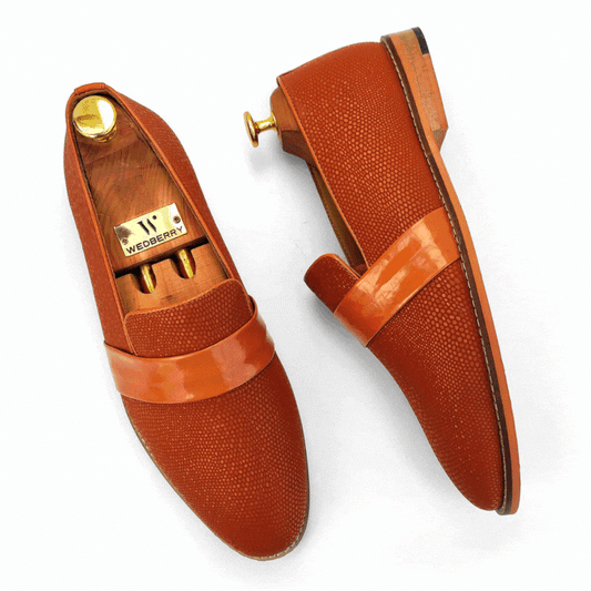 Tan Snake Hugo Strap Wedding Ethnic Party Shoes Loafer for Men