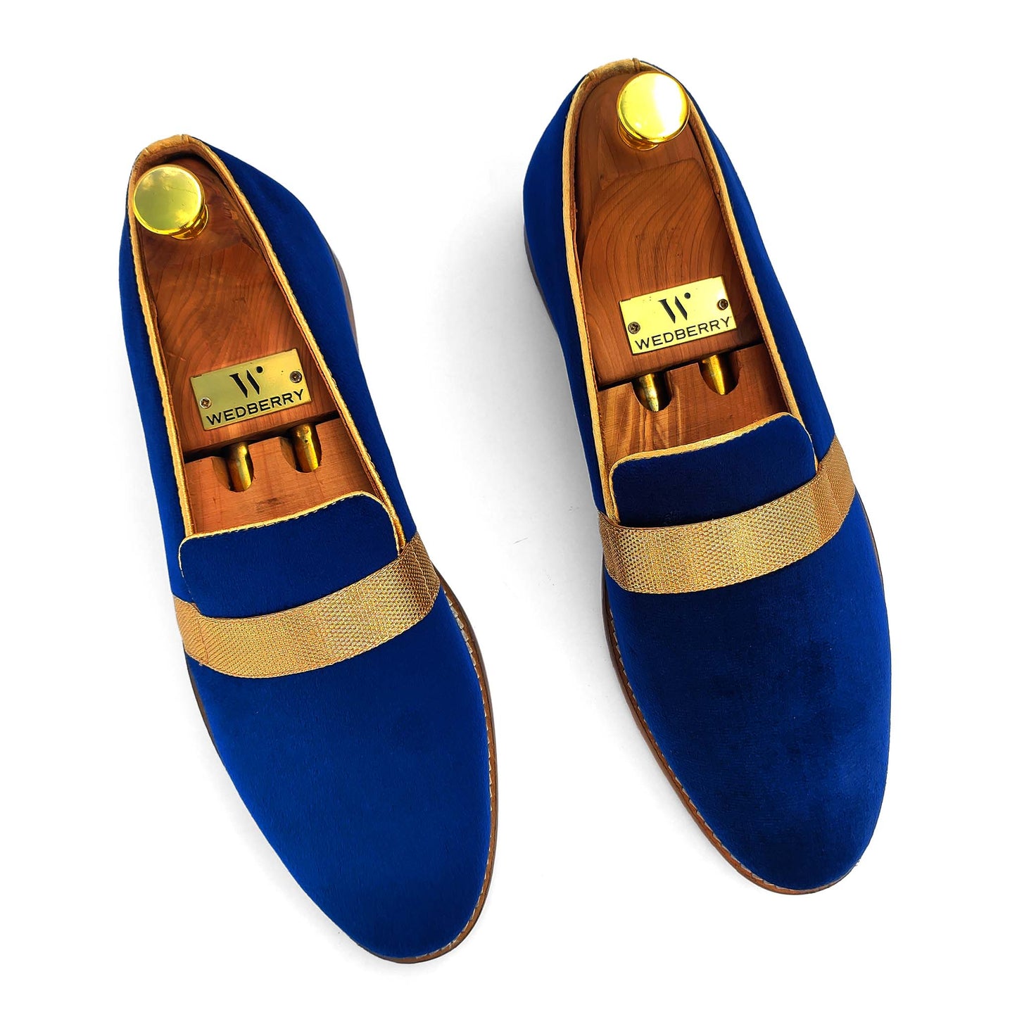 Navy Blue Velvet Hugo Strap Wedding Ethnic Shoes Party Loafers for Men