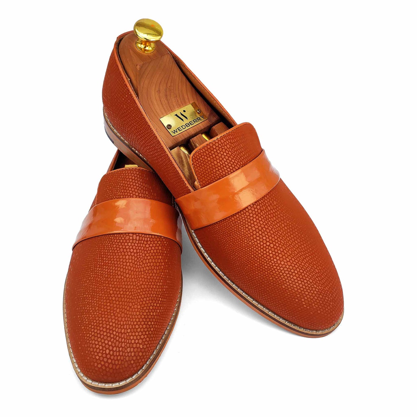 Tan Snake Hugo Strap Wedding Ethnic Party Shoes Loafer for Men