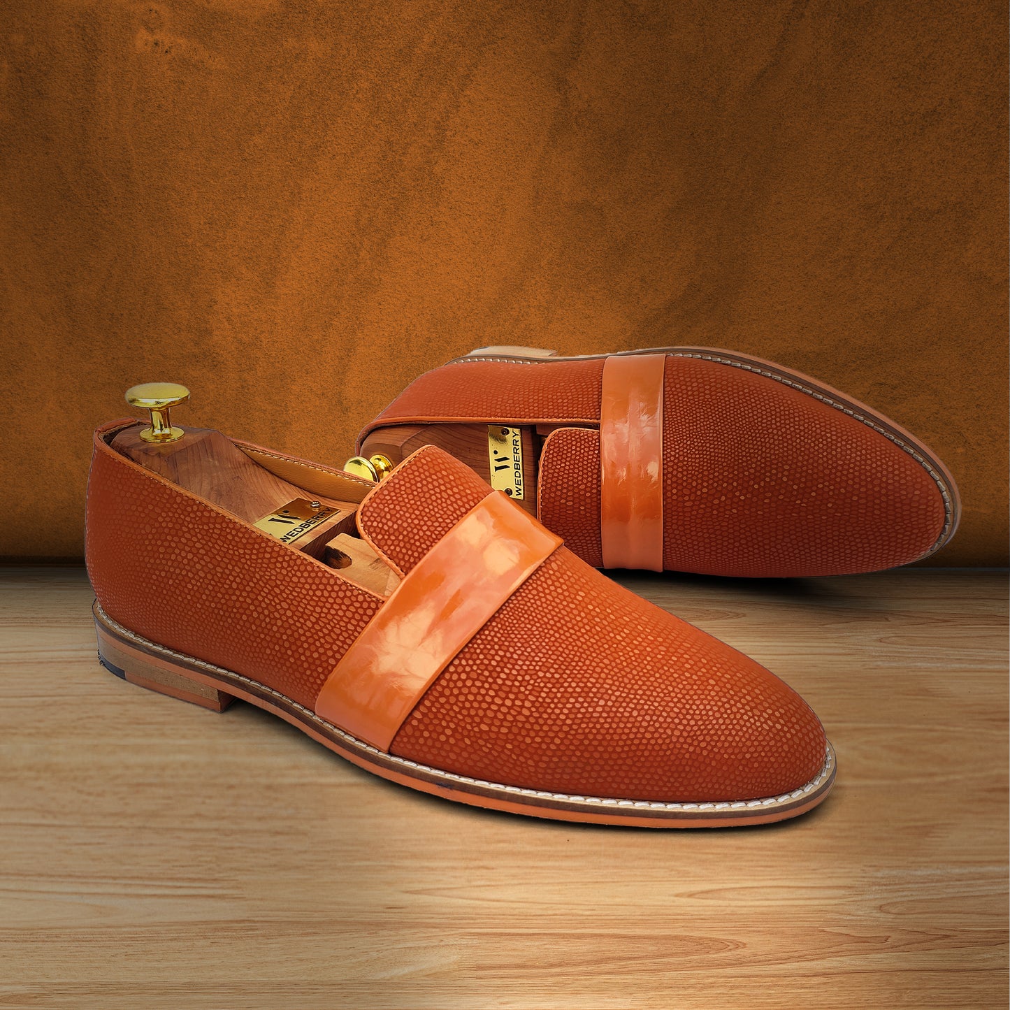 Tan Snake Hugo Strap Wedding Ethnic Party Shoes Loafer for Men