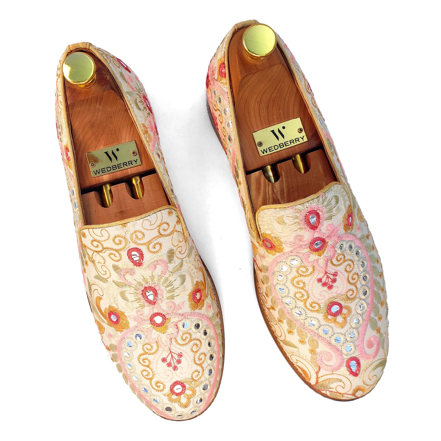 Ivory Pink Wedding Ethnic Shoes Loafer Slipon for Men