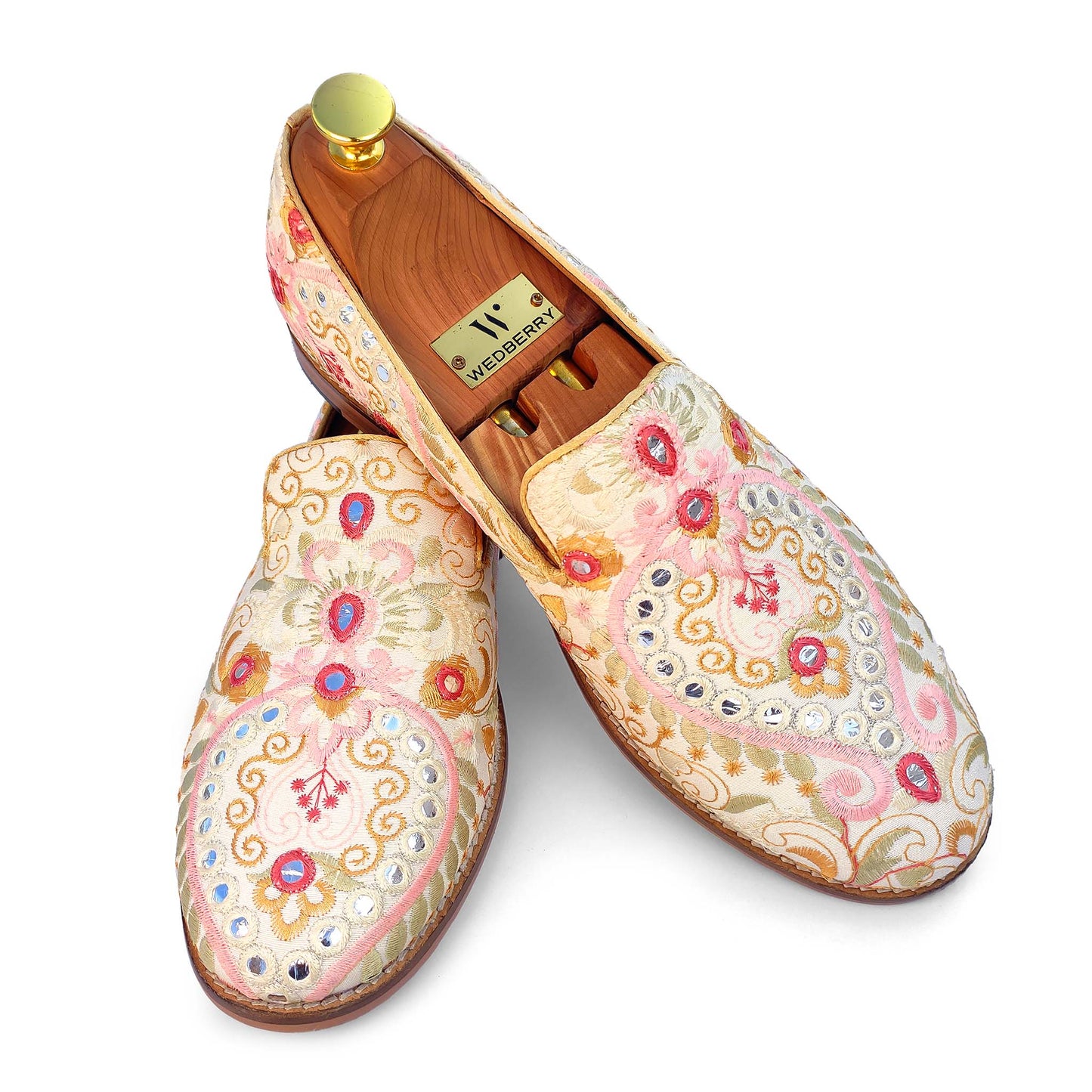 Ivory Pink Wedding Ethnic Shoes Loafer Slipon for Men