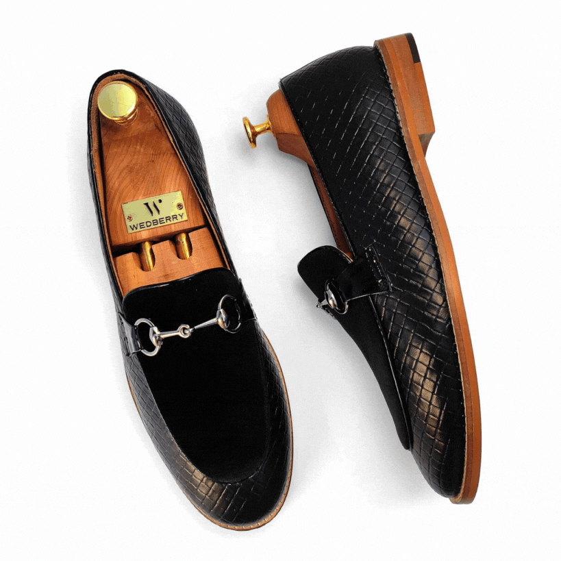 Black Hugo Buckle Apron Woven Slip-on for Men