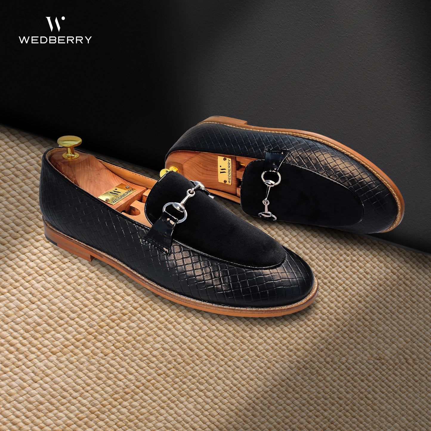 Black Hugo Buckle Apron Woven Slip-on for Men