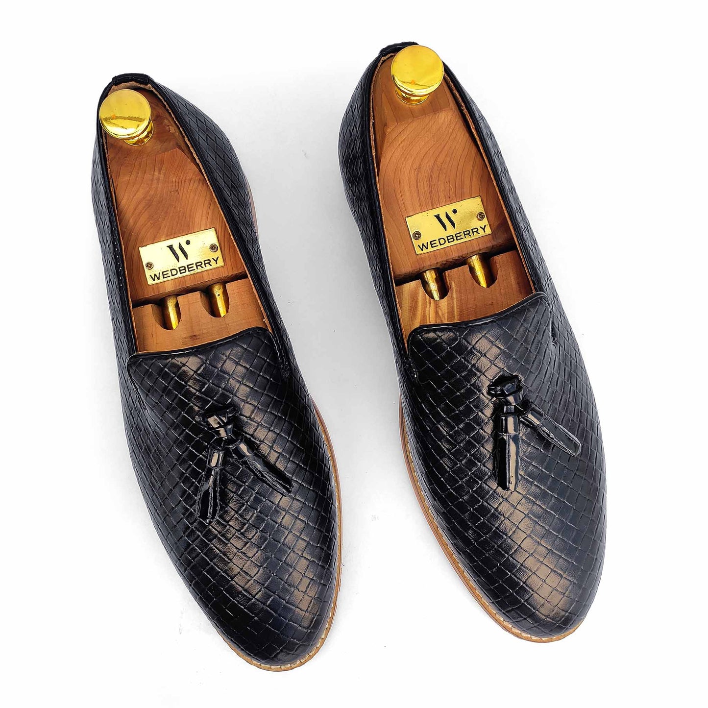 Black Woven Tassle Slipon for Men