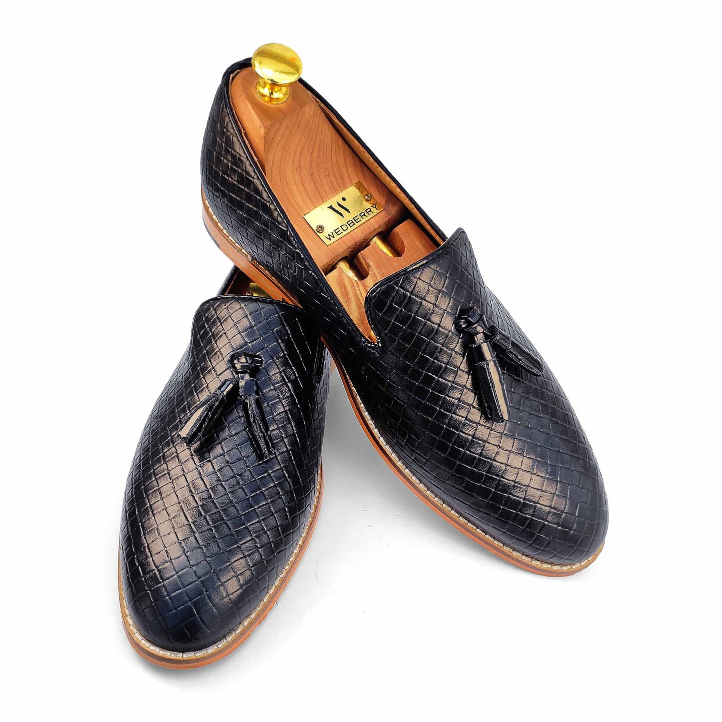 Black Woven Tassle Slipon for Men