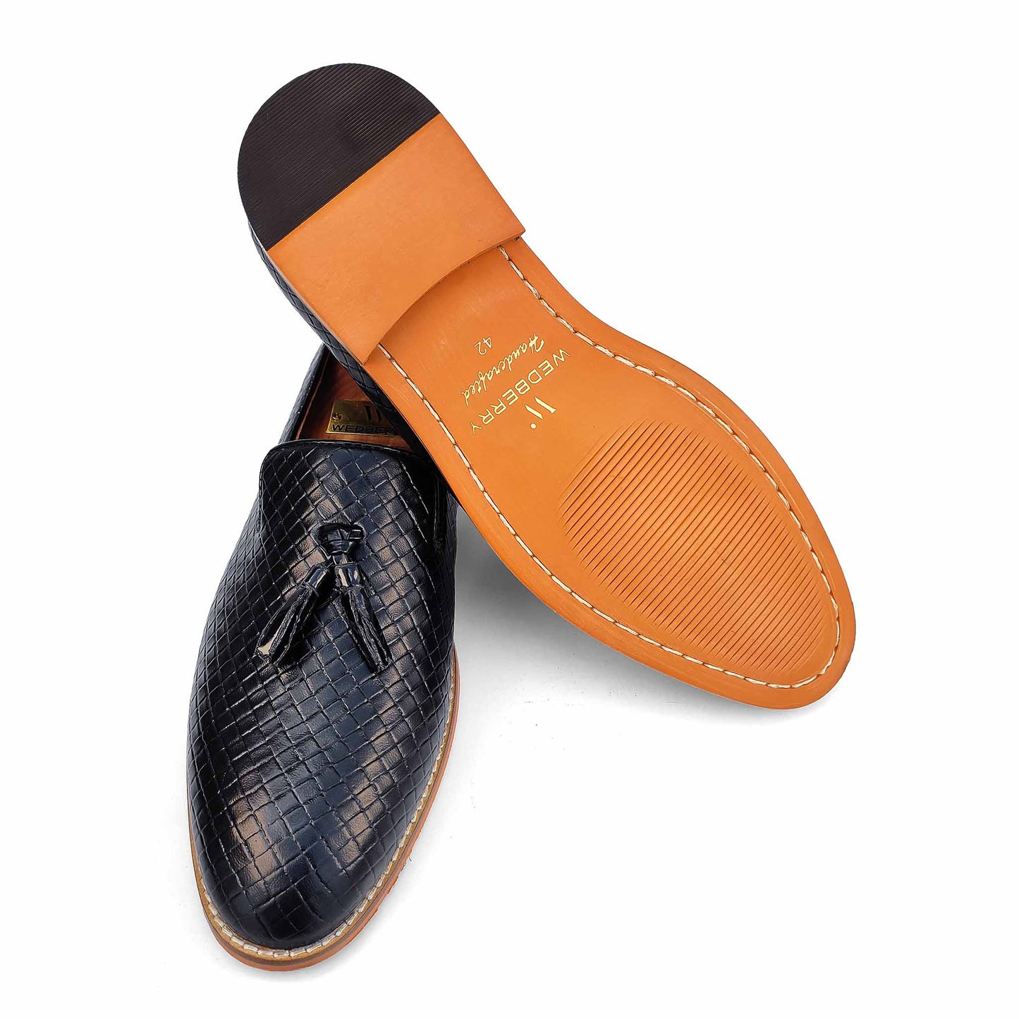Black Woven Tassle Slipon for Men
