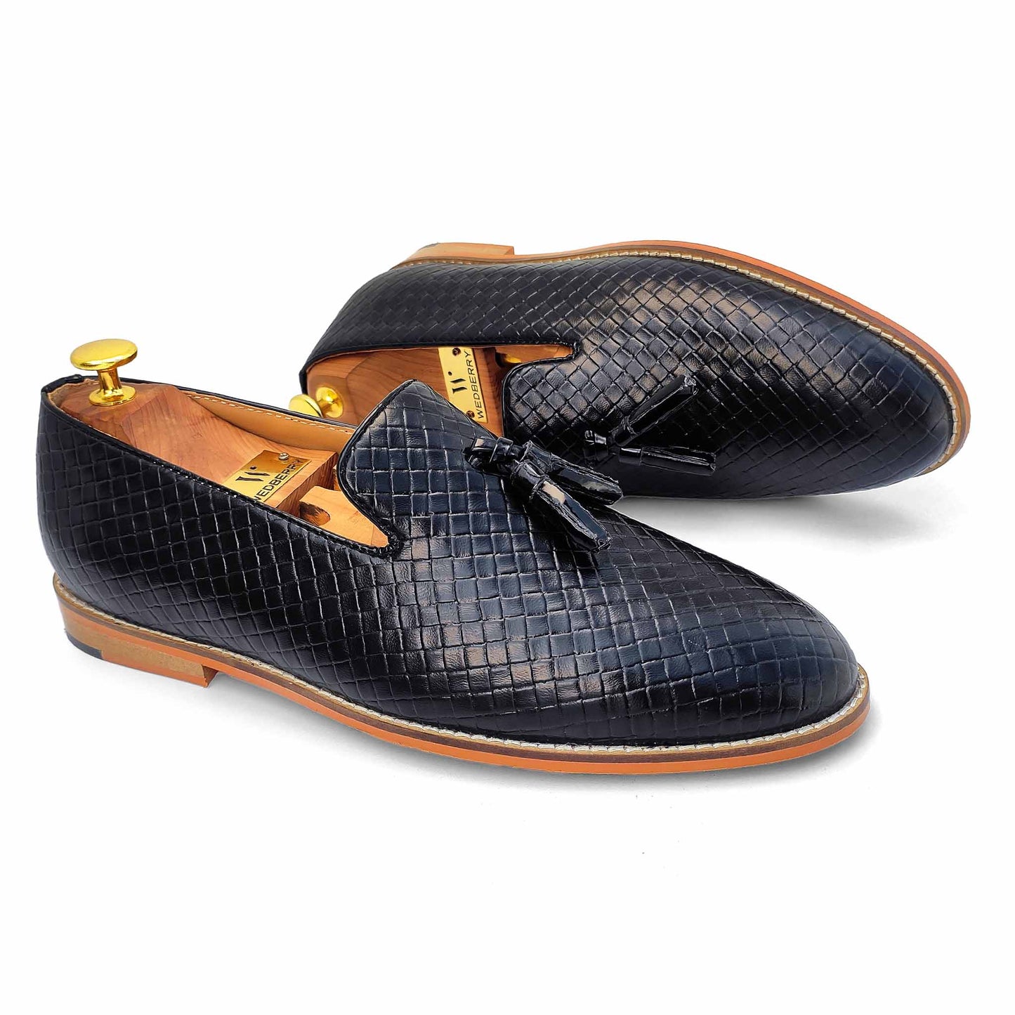 Black Woven Tassle Slipon for Men