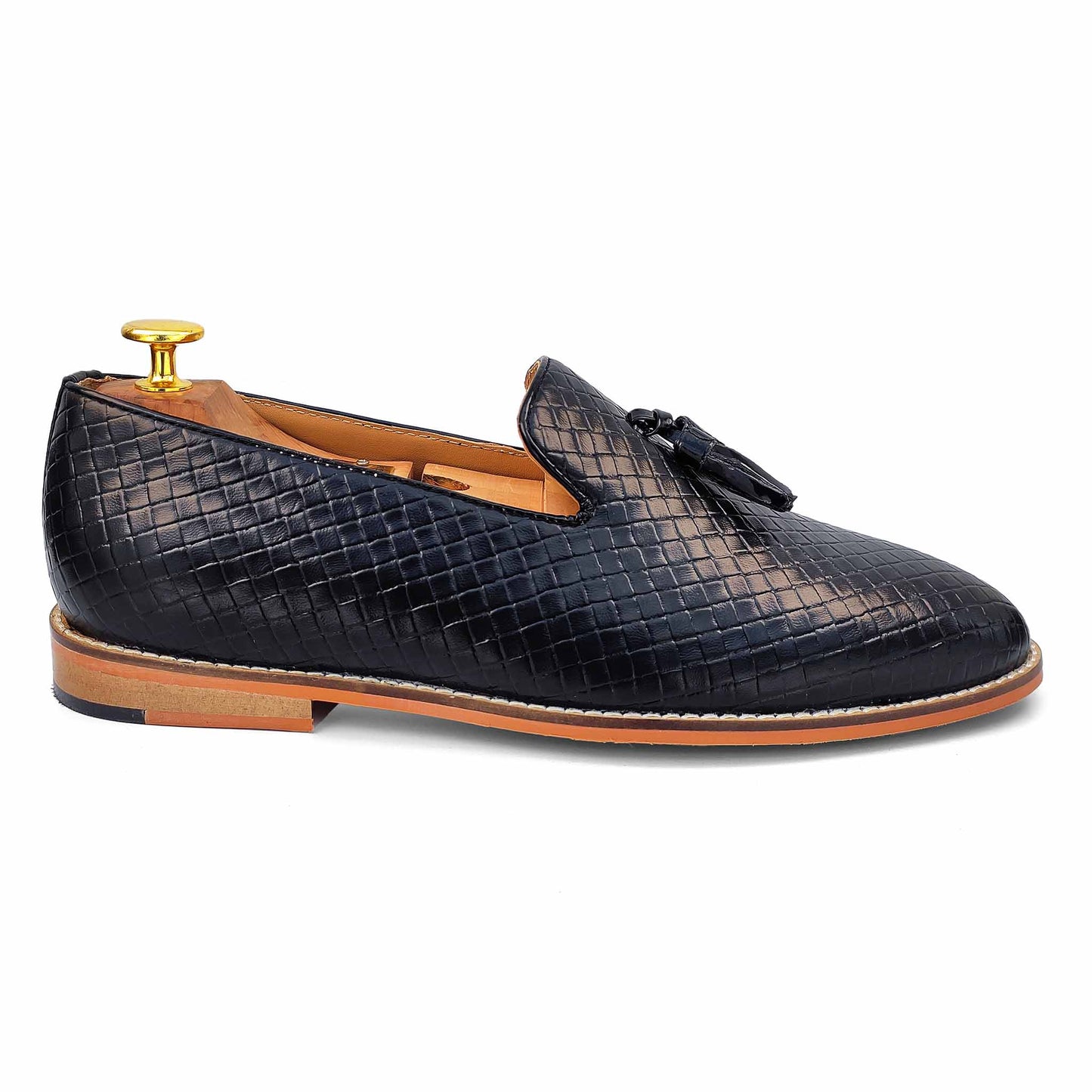 Black Woven Tassle Slipon for Men