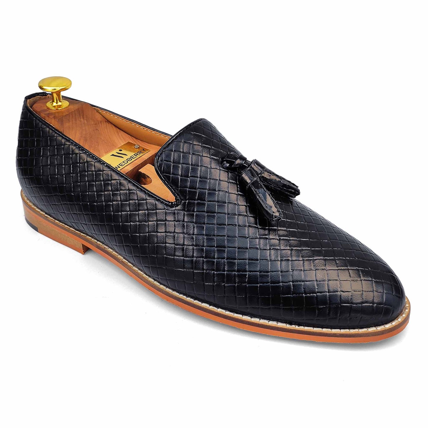 Black Woven Tassle Slipon for Men