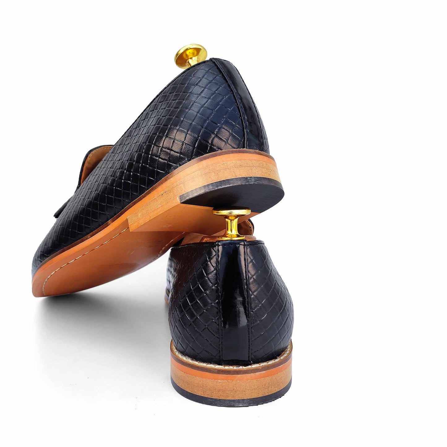 Black Woven Tassle Slipon for Men