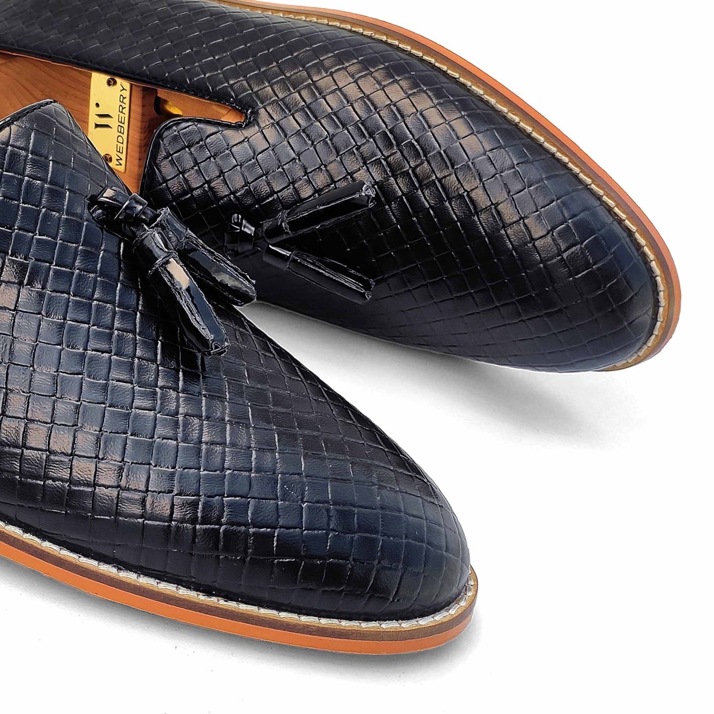 Black Woven Tassle Slipon for Men