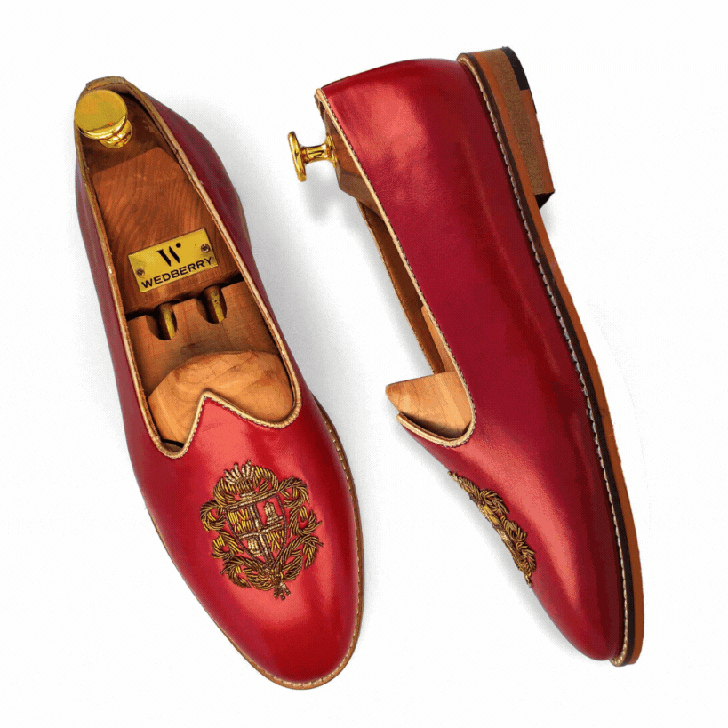 Cherry Zardozi Handwork Nagra Slipon Mojri for Men