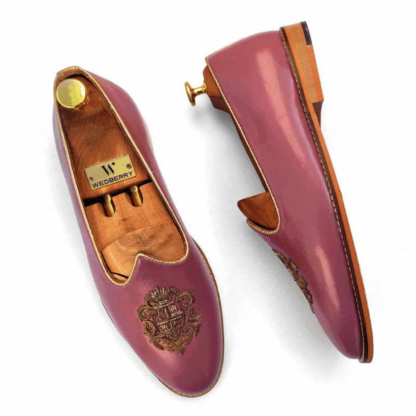 Fusia Zardozi Handwork Nagra Slipon for Men