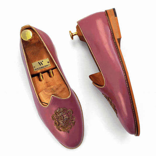 Fusia Zardozi Handwork Nagra Slipon for Men