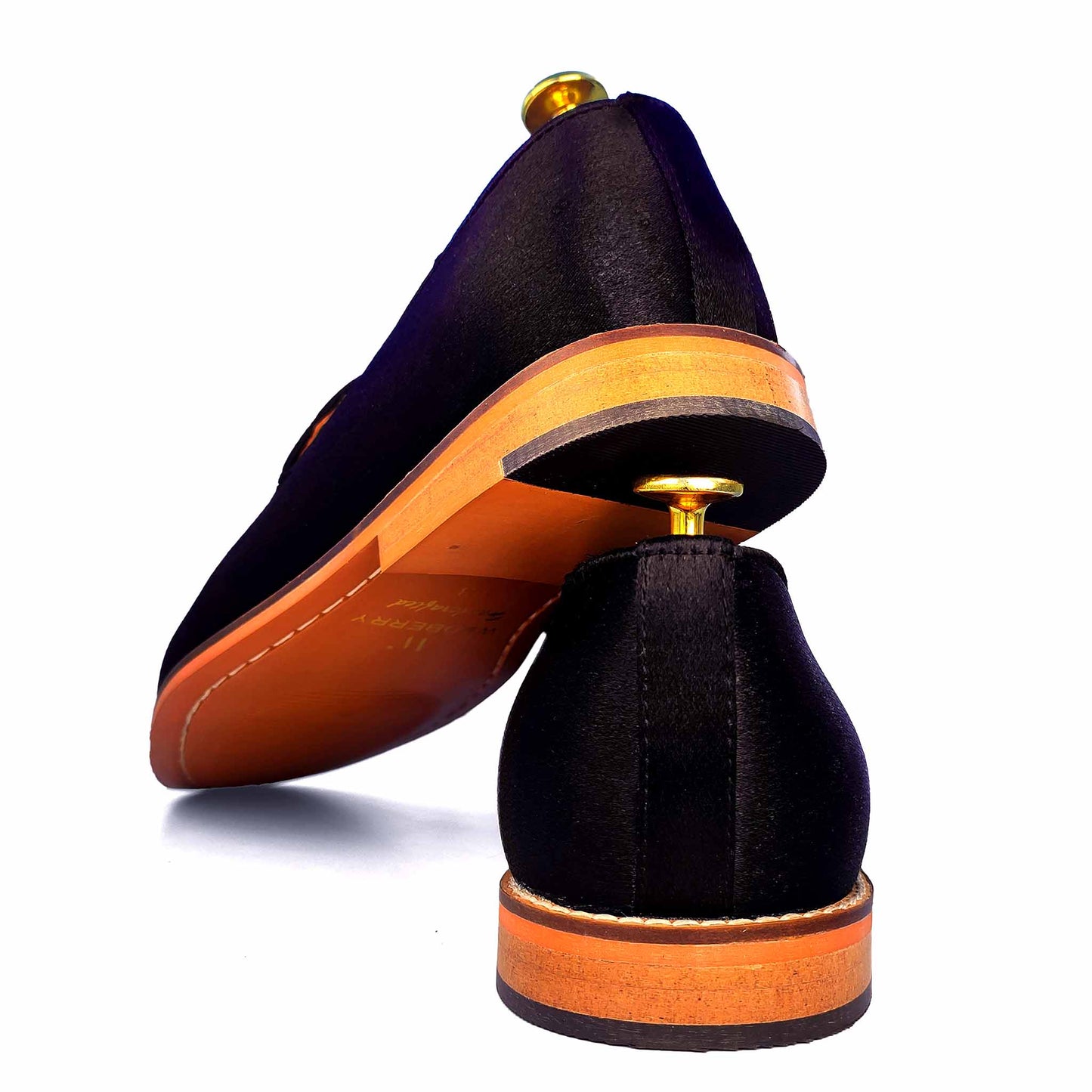 Black Satin Zardozi Handwork Nagra Slipon Mojri for Men