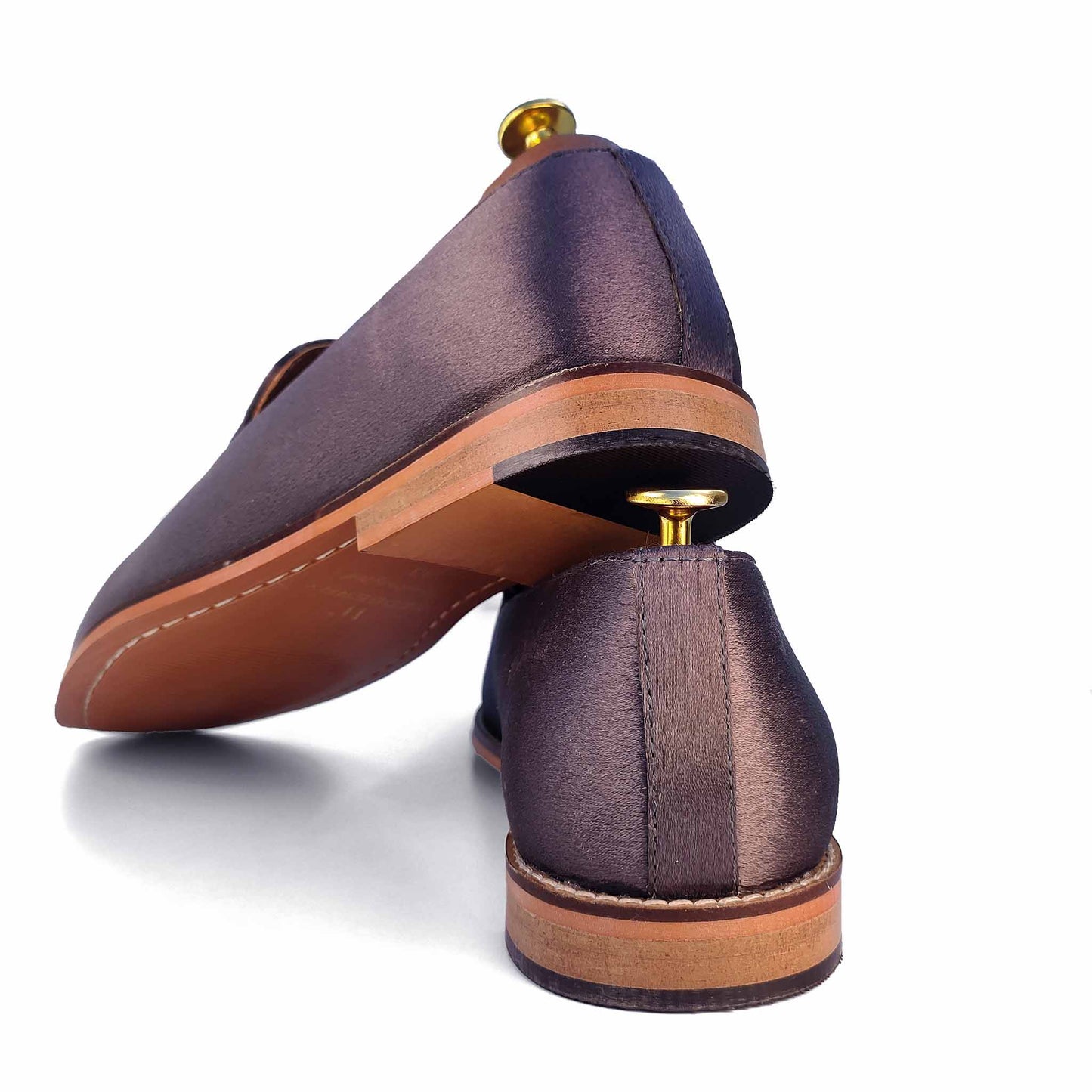 Grey Satin Zardozi Handwork Wedding Shoes Ethnic Loafers Nagra Slipon Mojri for Men