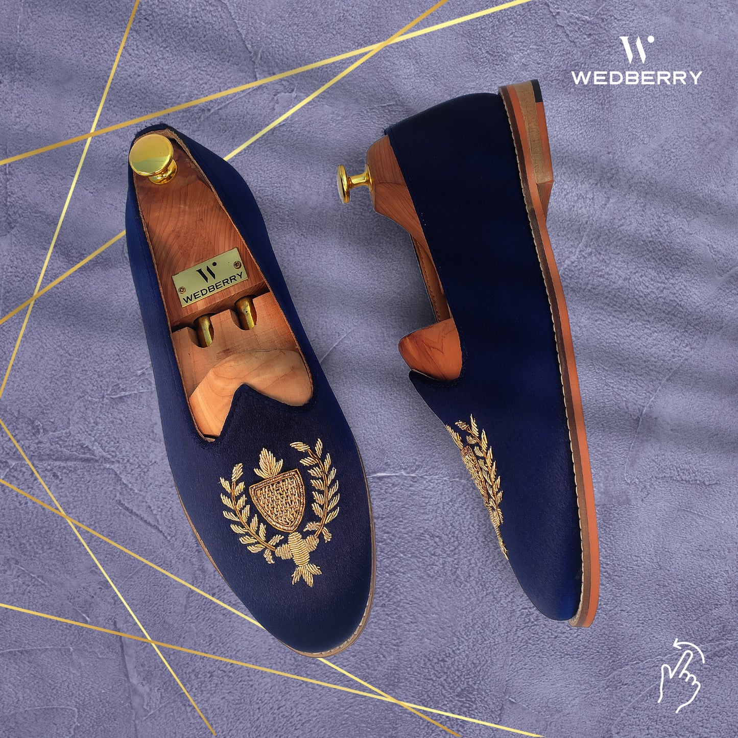 Navy Blue Zardozi Handwork Wedding Ethnic Shoes Party Loafers for Men