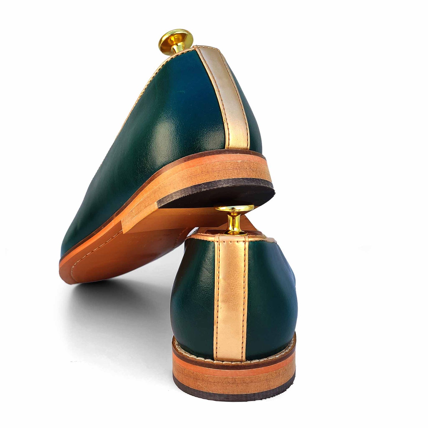 Forest Green Zardozi Handwork Nagra Slipon Mojri for Men