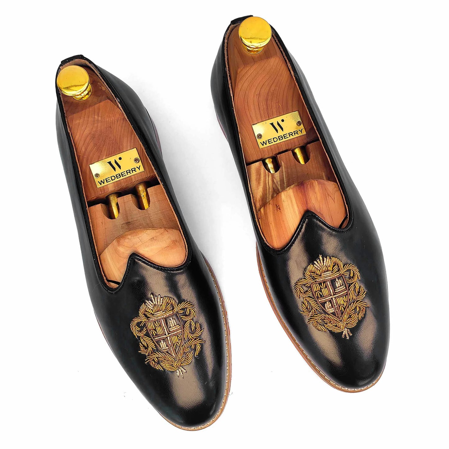 Black Zardozi Handwork Nagra Slipon Mojri for Men