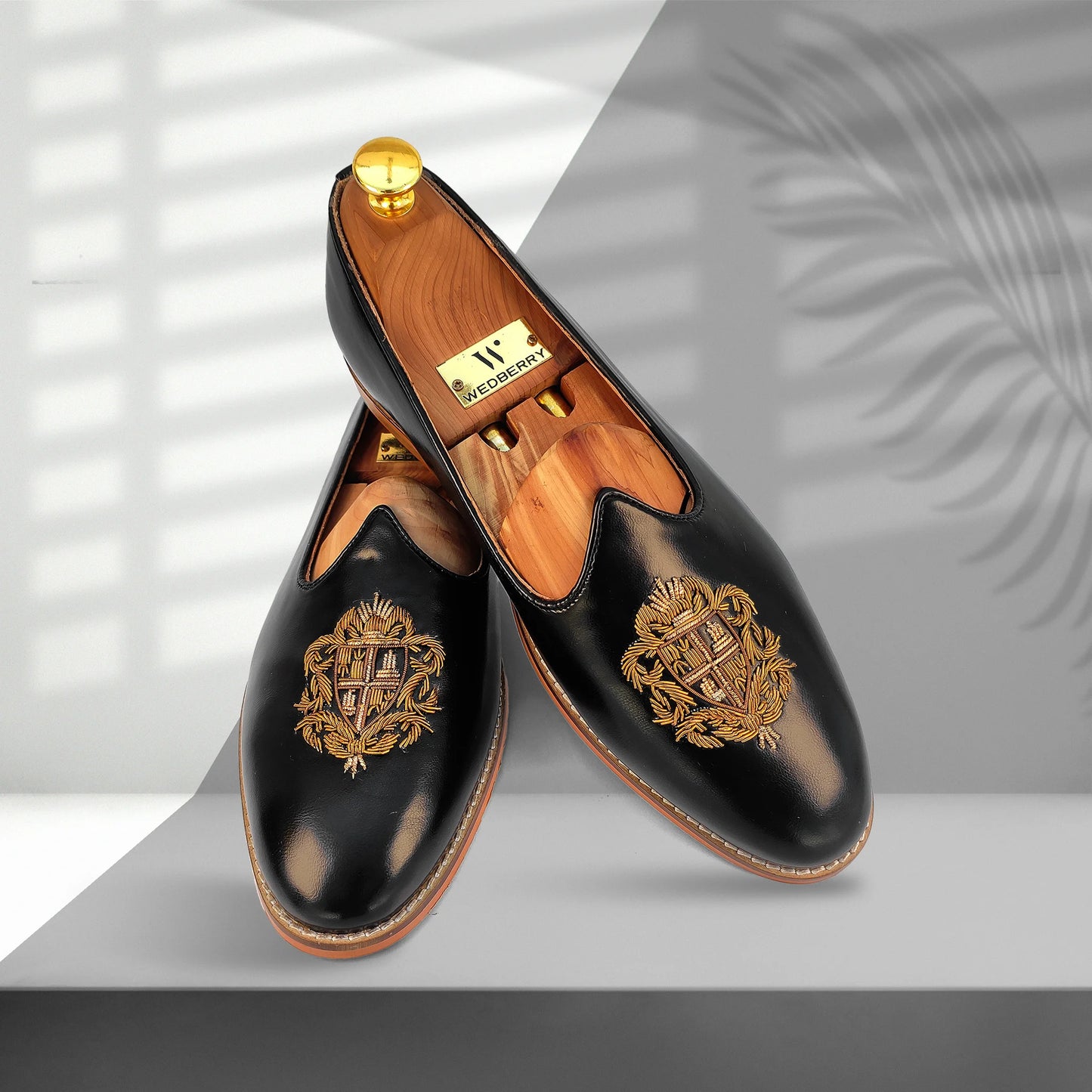 Black Zardozi Handwork Nagra Slipon Mojri for Men