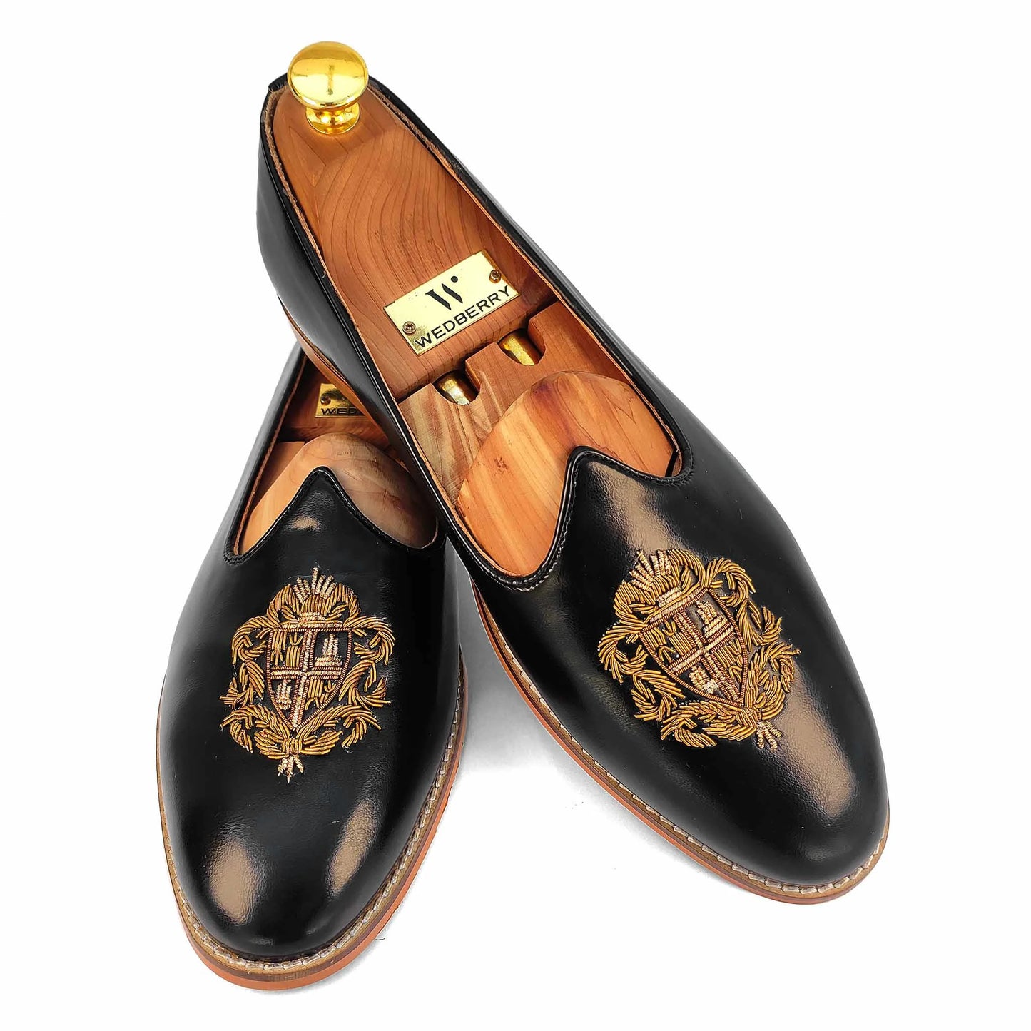 Black Zardozi Handwork Nagra Slipon Mojri for Men