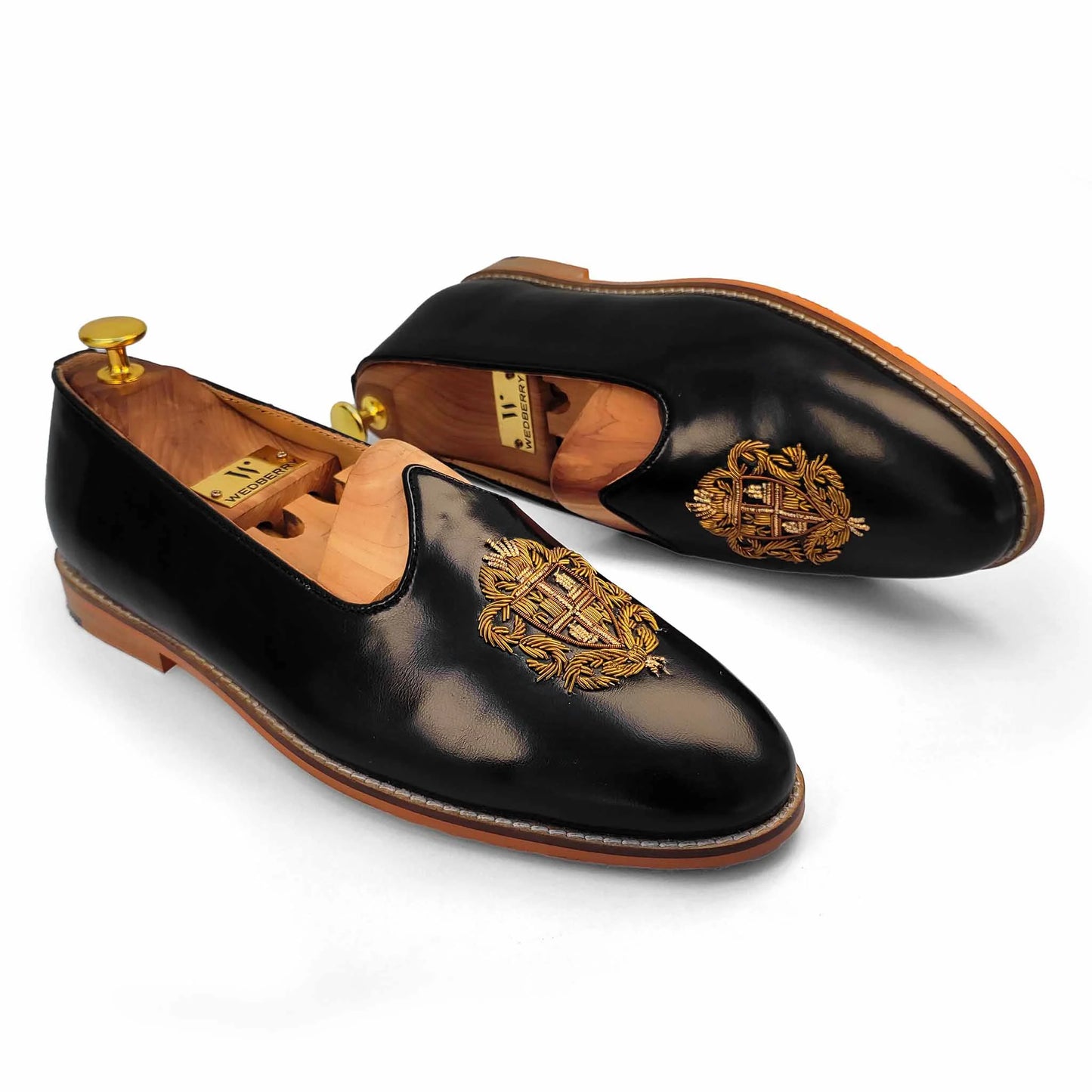 Black Zardozi Handwork Nagra Slipon Mojri for Men