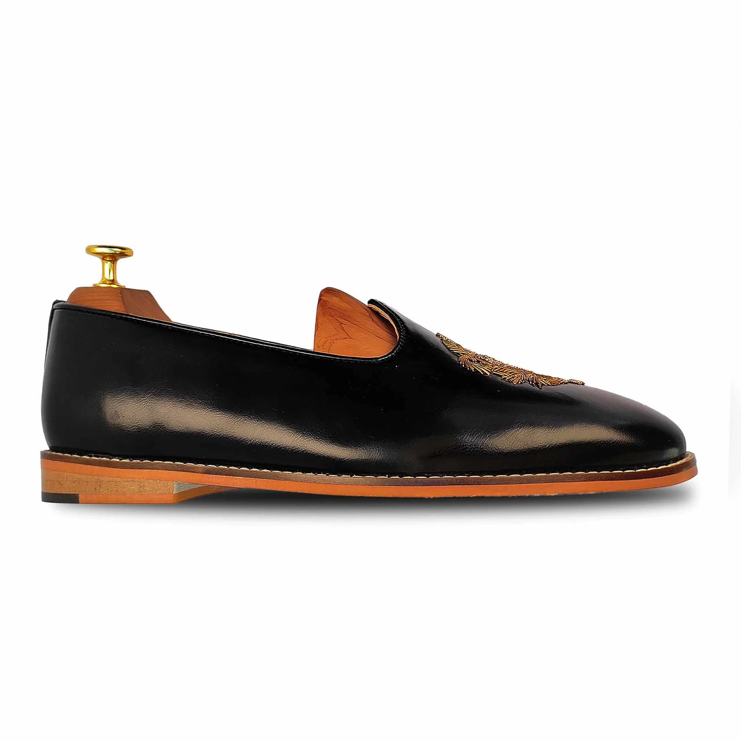 Black Zardozi Handwork Nagra Slipon Mojri for Men