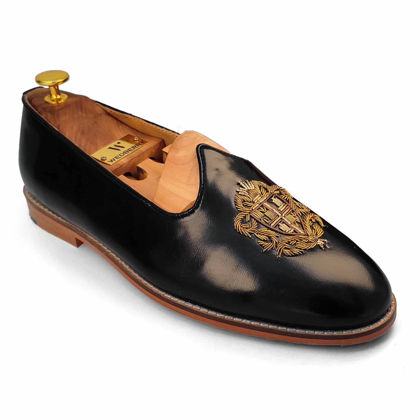 Black Zardozi Handwork Nagra Slipon Mojri for Men