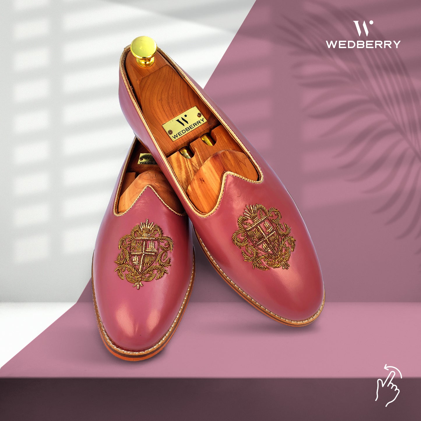 Fusia Zardozi Handwork Nagra Slipon for Men