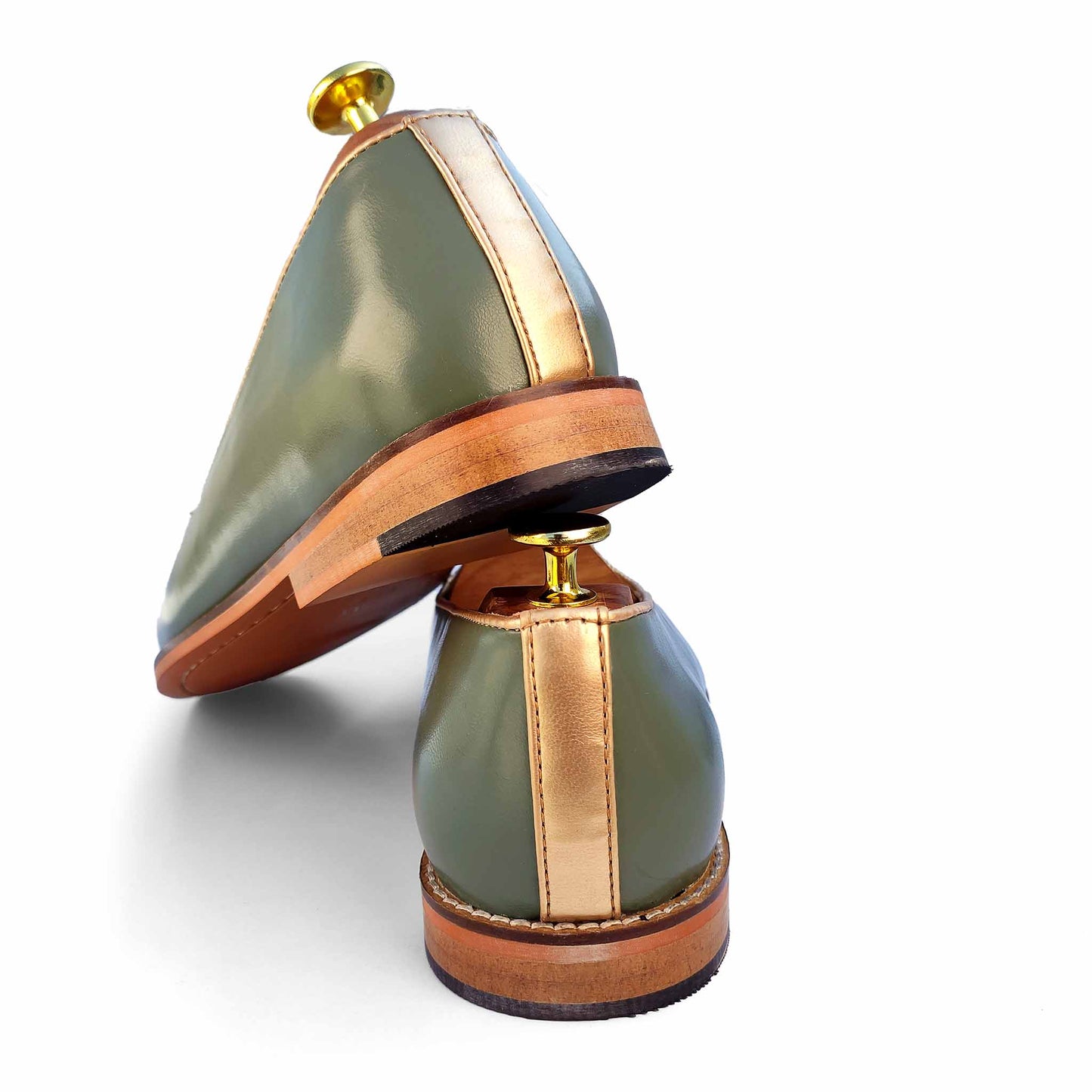 Russian Green Zardozi Handwork Wedding Ethnic Shoes Loafer for Men